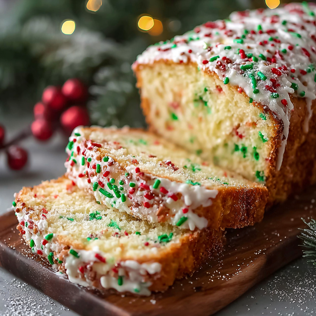 Slices of sprinkle bread on serving plate