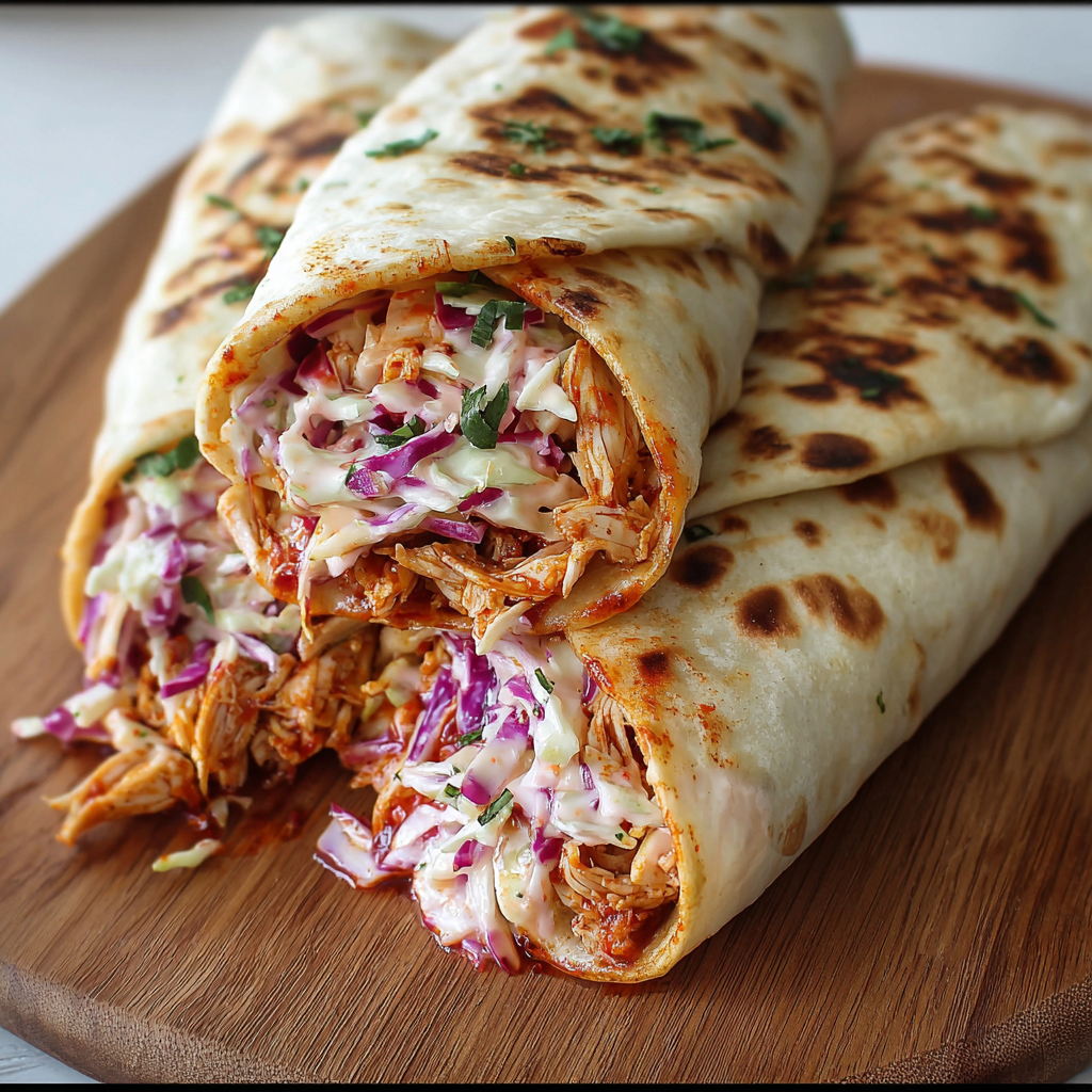 BBQ Chicken Coleslaw Wraps