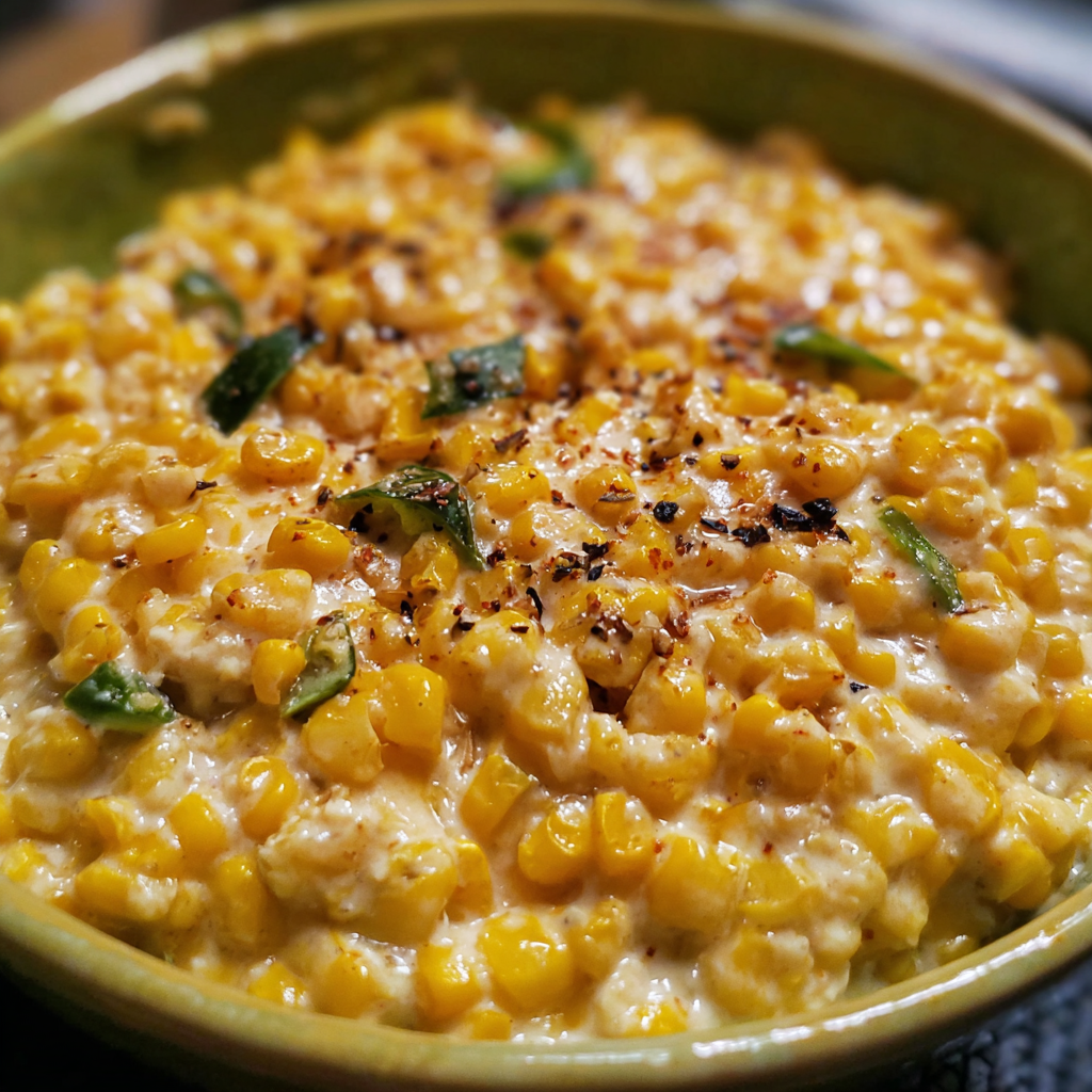 Smoked corn kernels on a tray ready for creamed corn