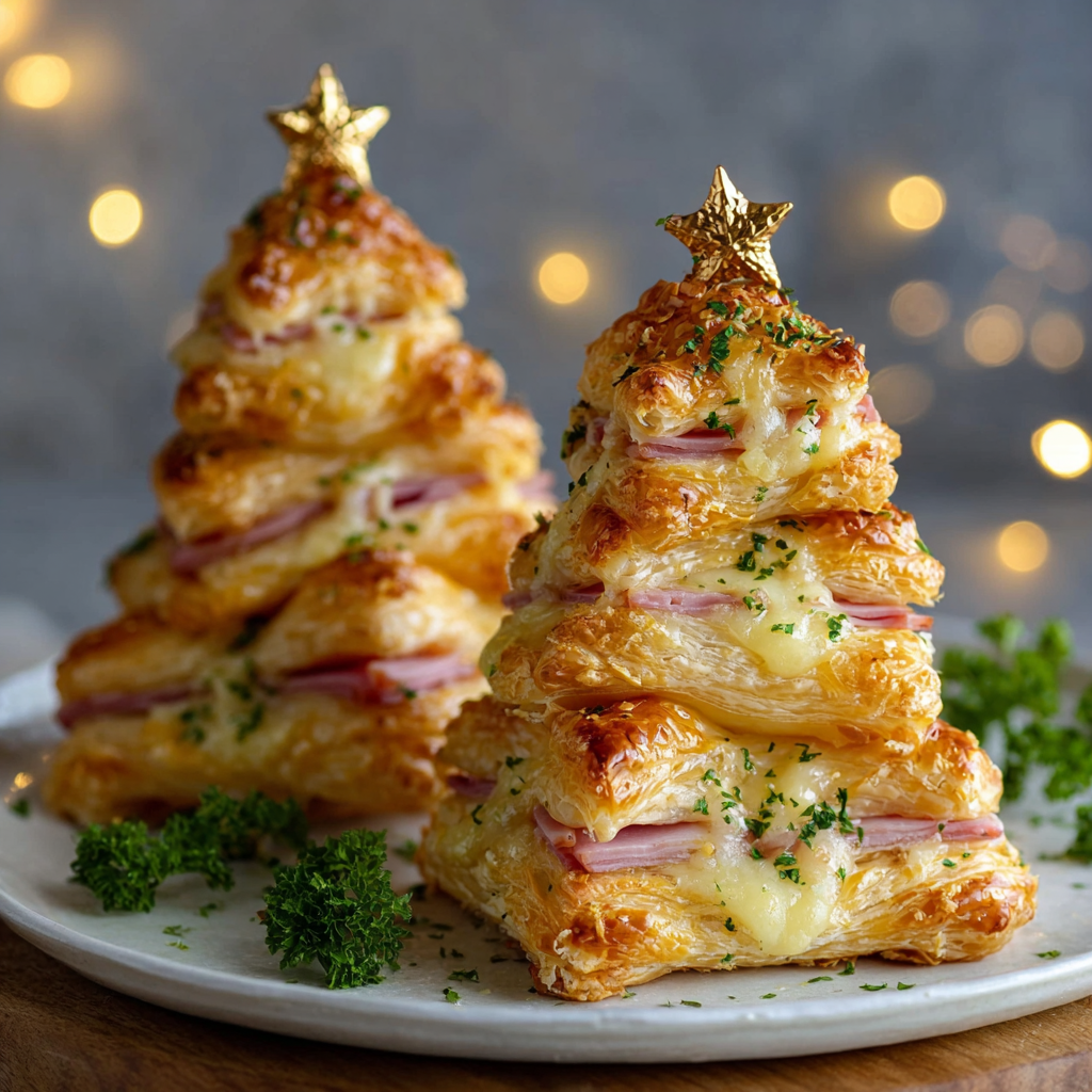 Ham & Cheese Puff Pastry Christmas Trees