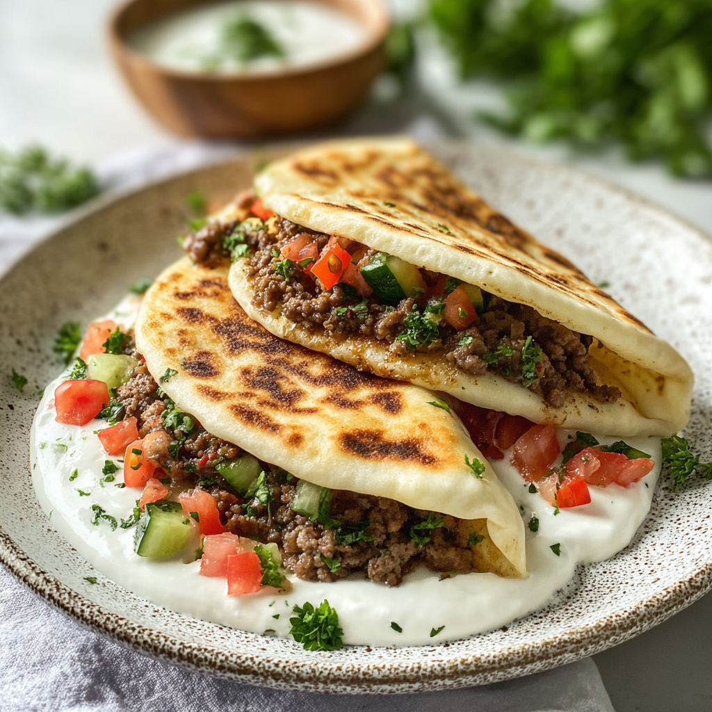 Mediterranean Ground Beef Pita Pockets
