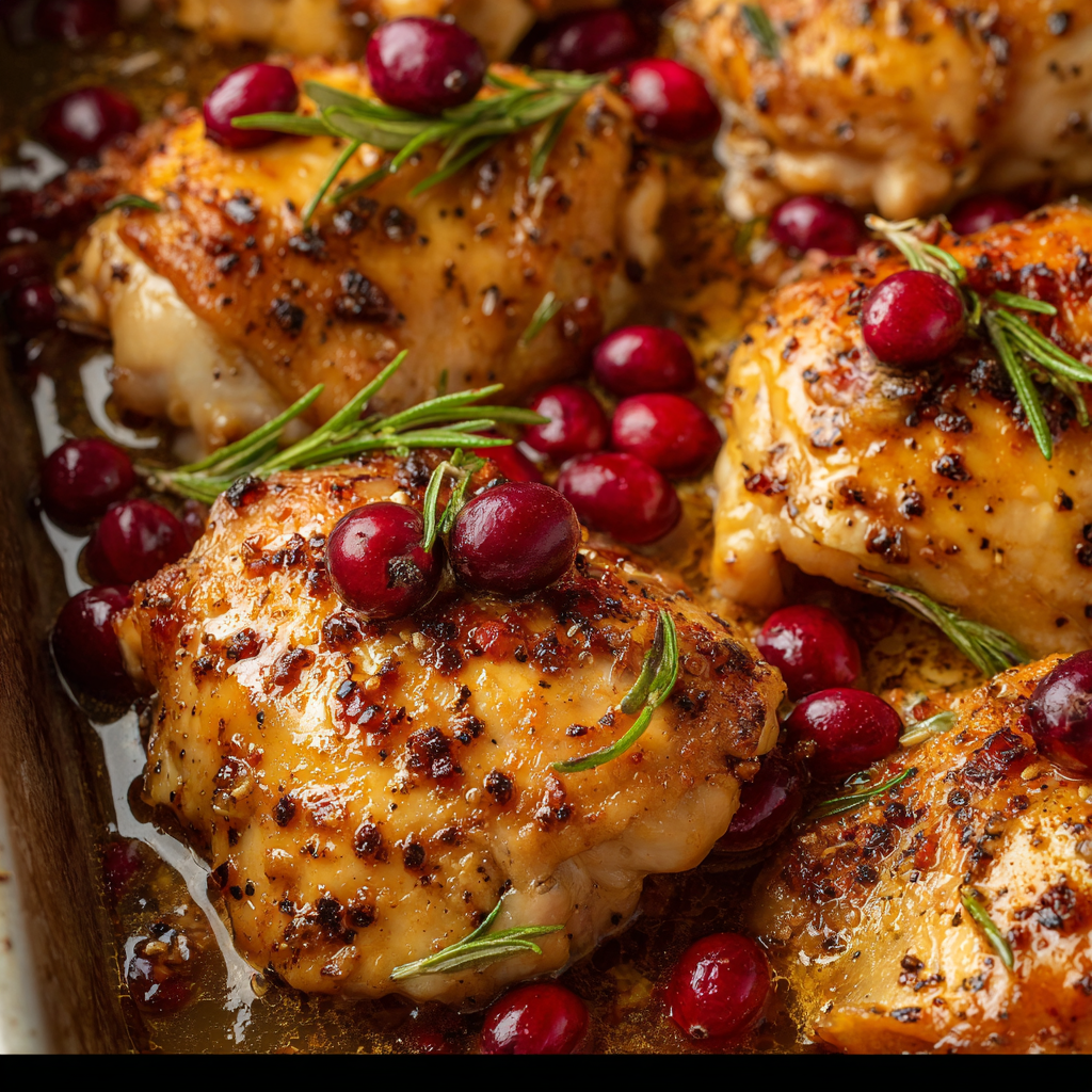Plated cranberry rosemary chicken