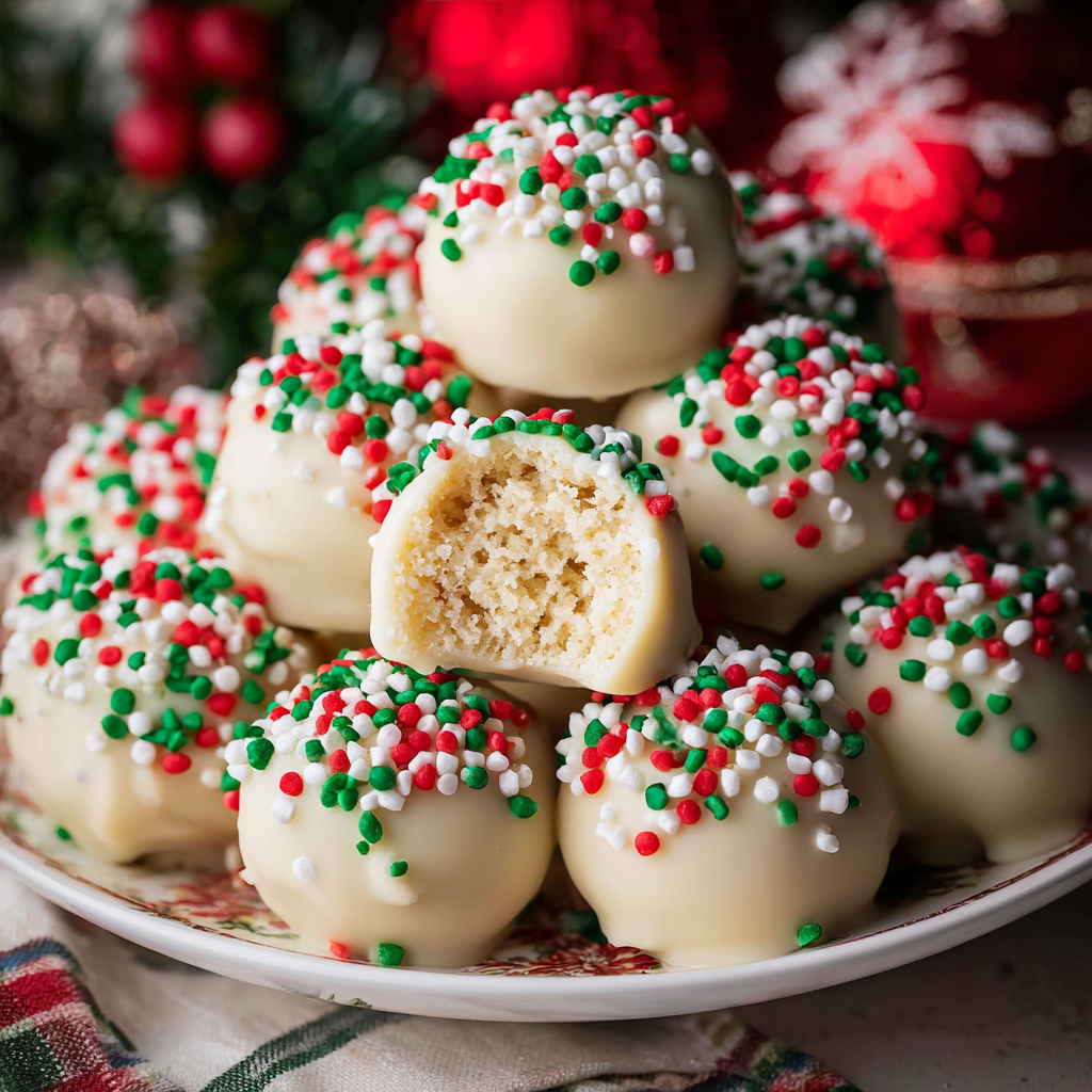 Bowl of white chocolate chips and sprinkles