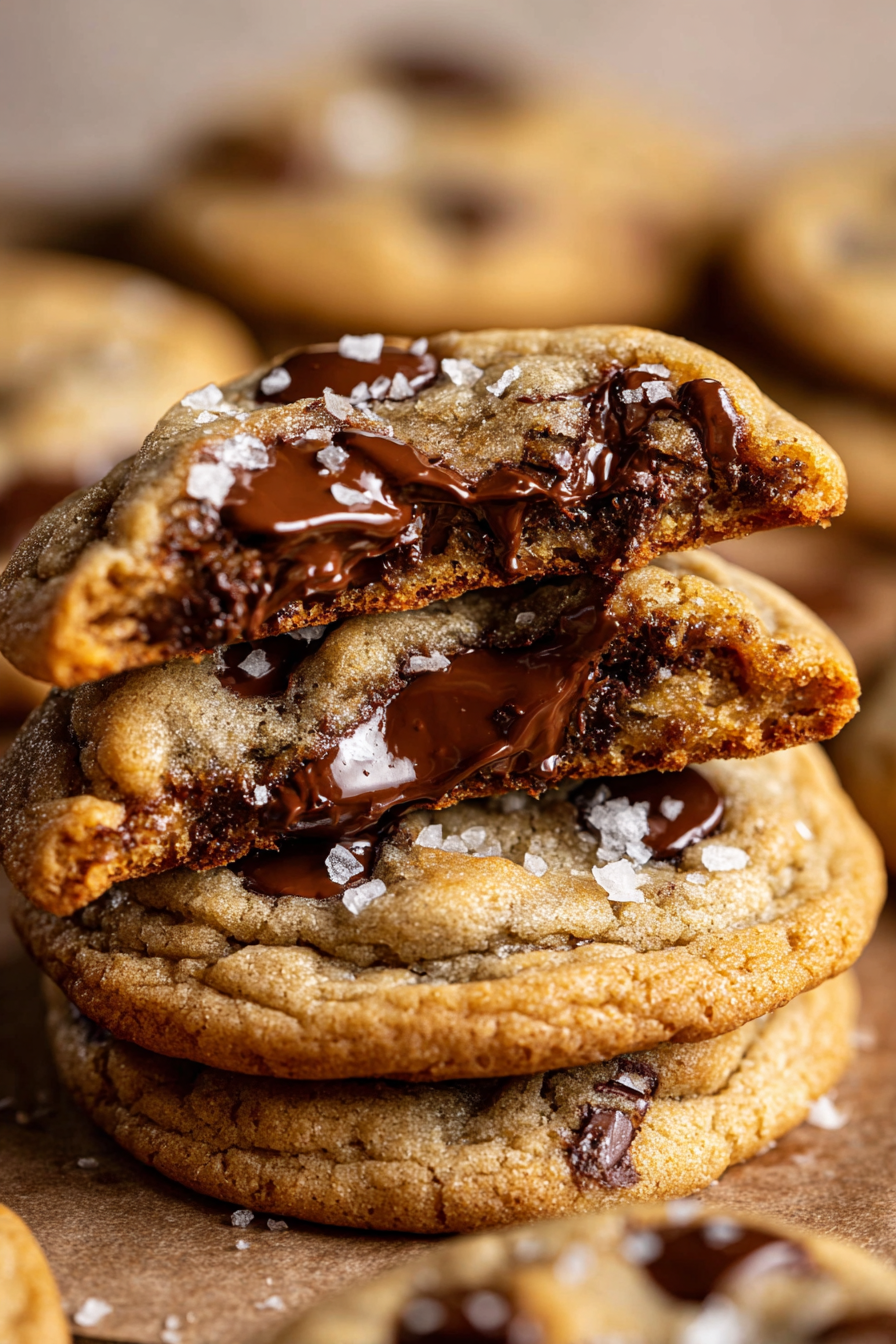Bowl of browned butter cookie dough with toffee pieces
