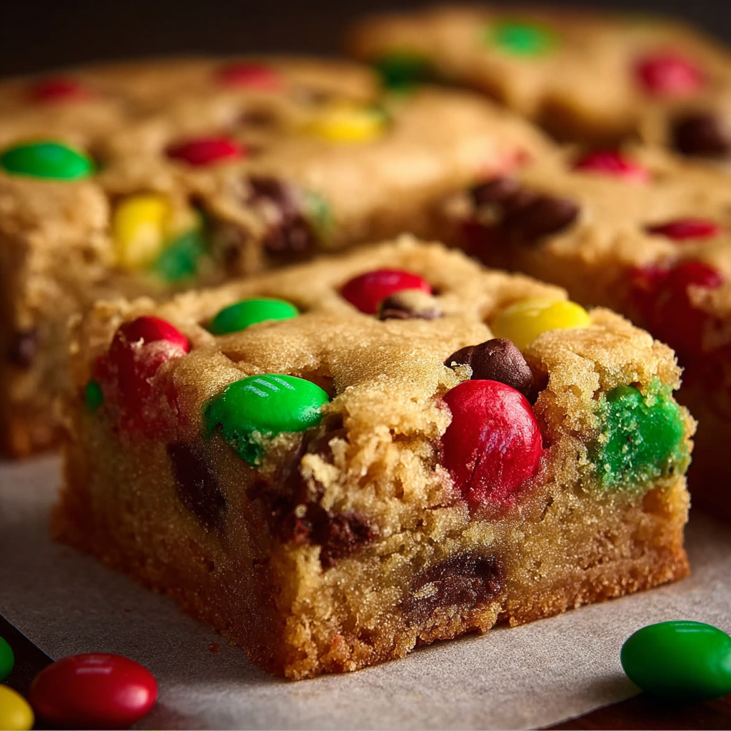 Christmas M&M Cookie Bars