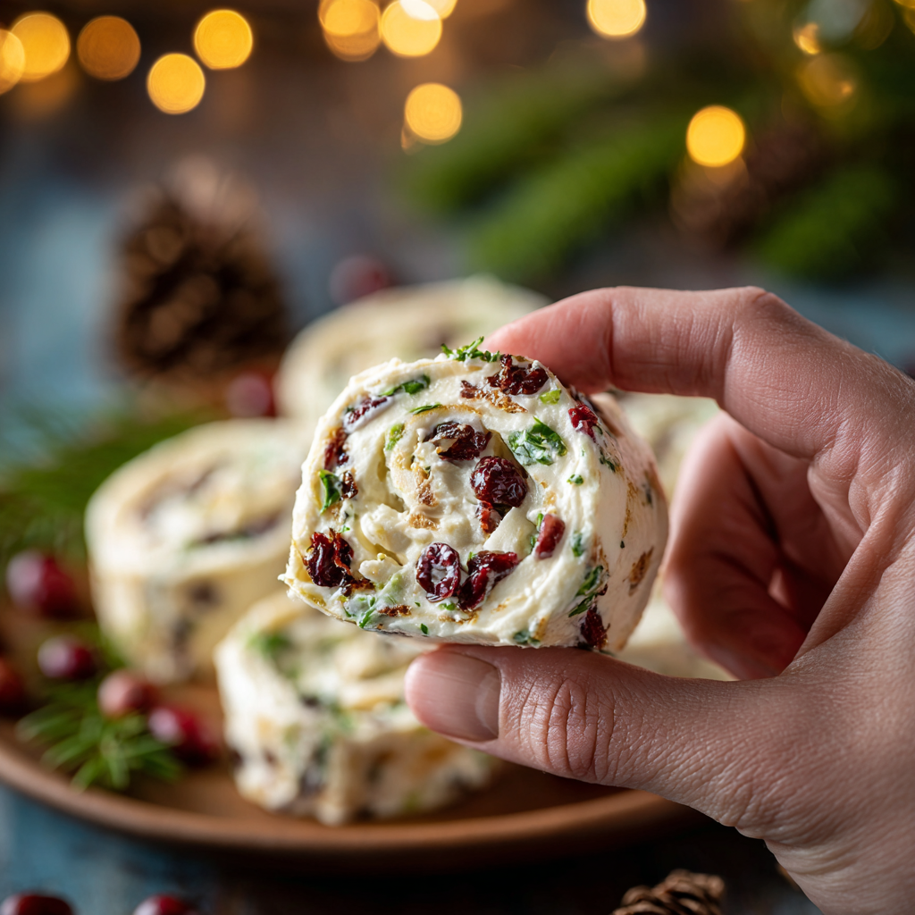 Cheese and cranberry filling being mixed