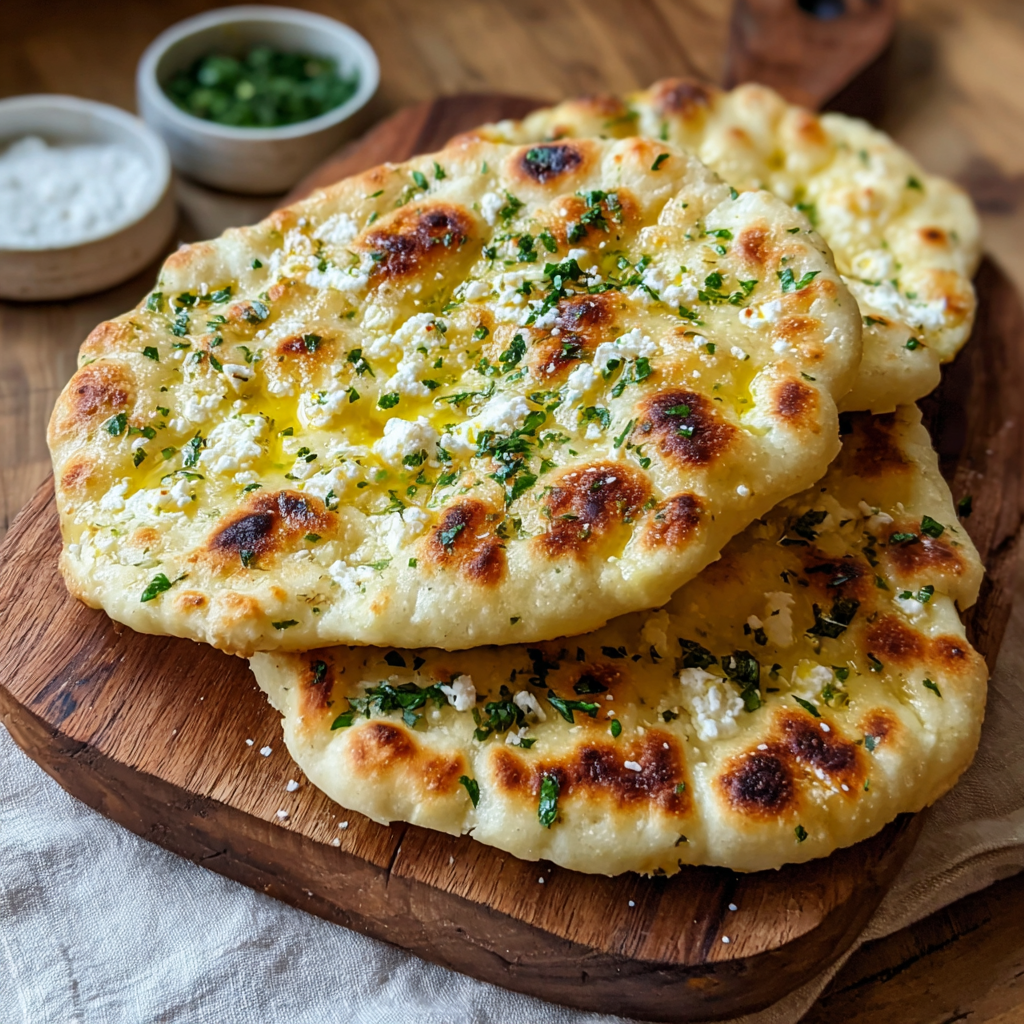 Cooked cottage cheese flatbreads on plate