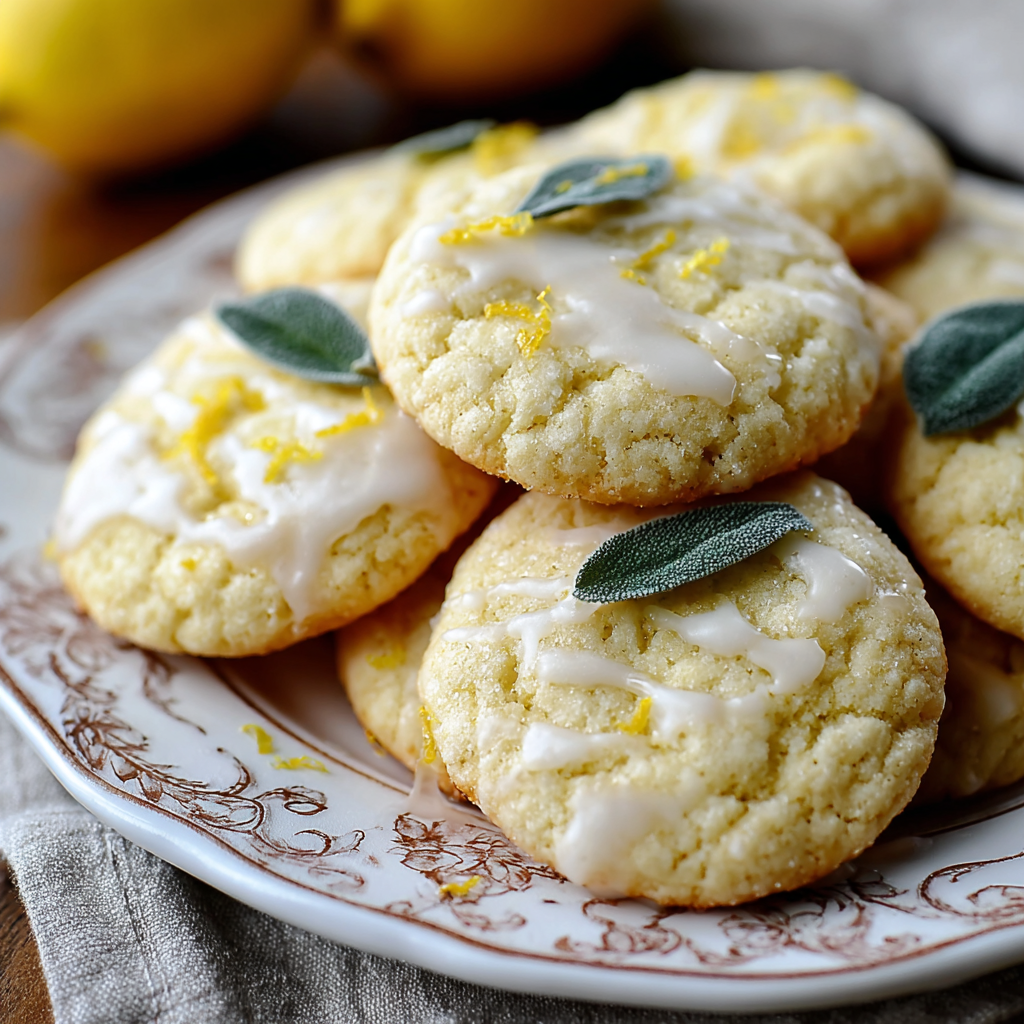 Ricotta cookies cooling on a wire rack with lemon glaze