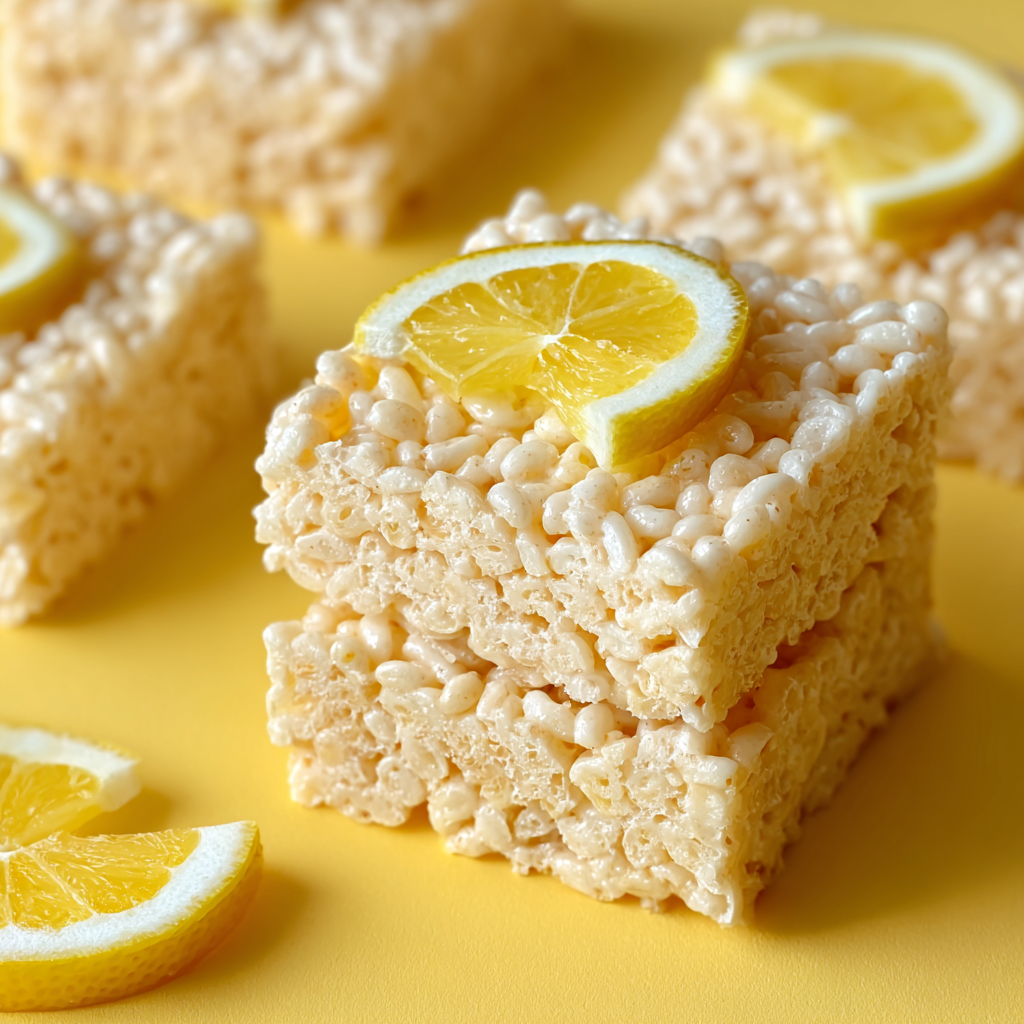 Lemon Rice Krispy Treats in pan with zest