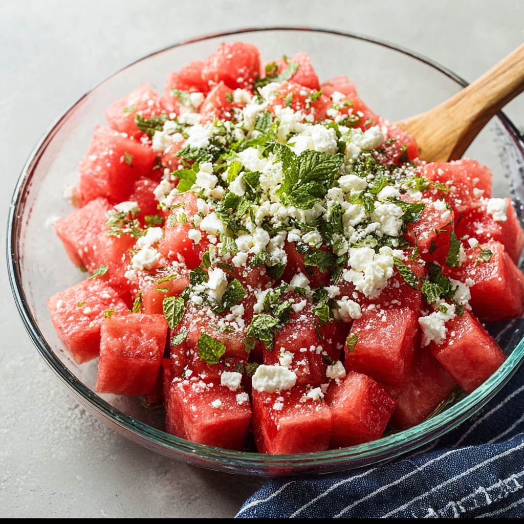 Watermelon wreath assembled on platter