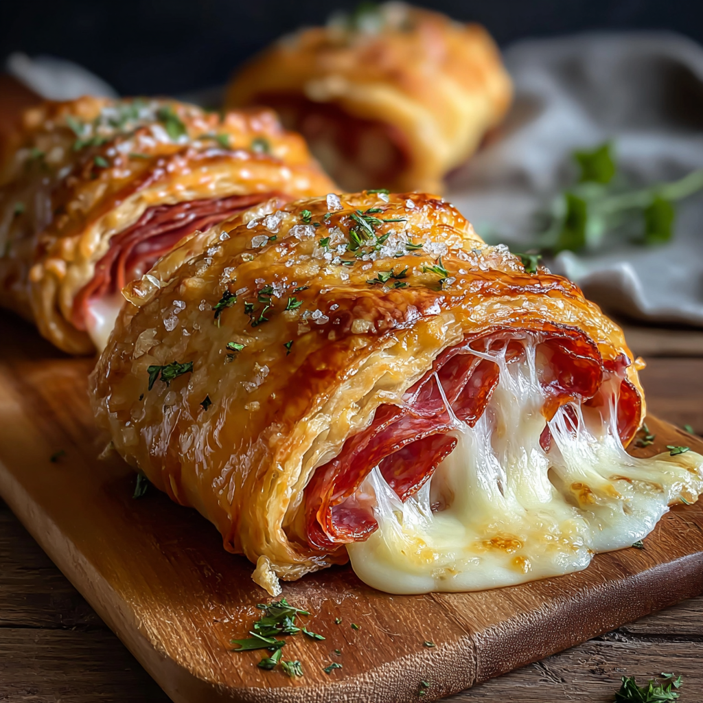 Crescent roll sandwich baked on a sheet