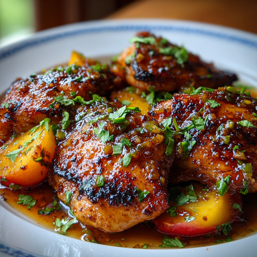 Jalapeño peach glaze being mixed in a bowl