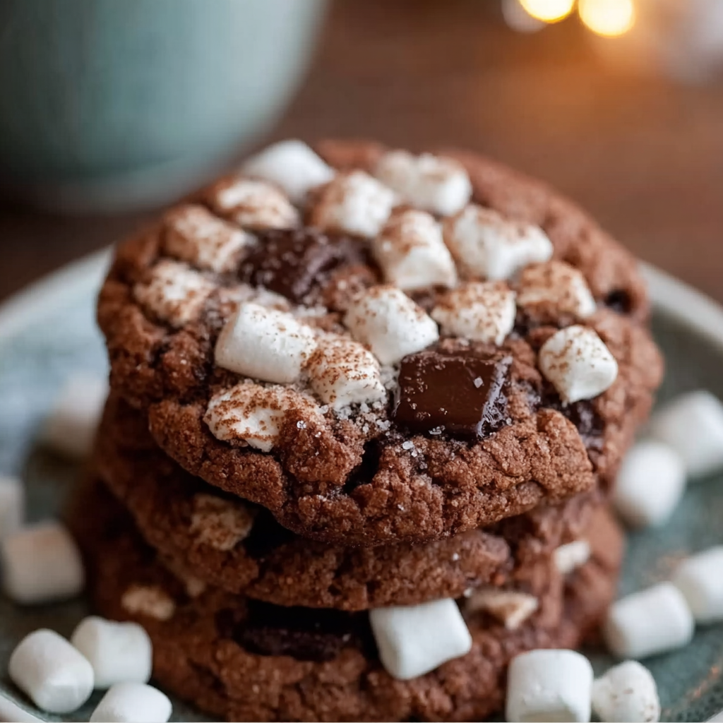 Freshly baked Hot Coco Cookies on a cooling rack