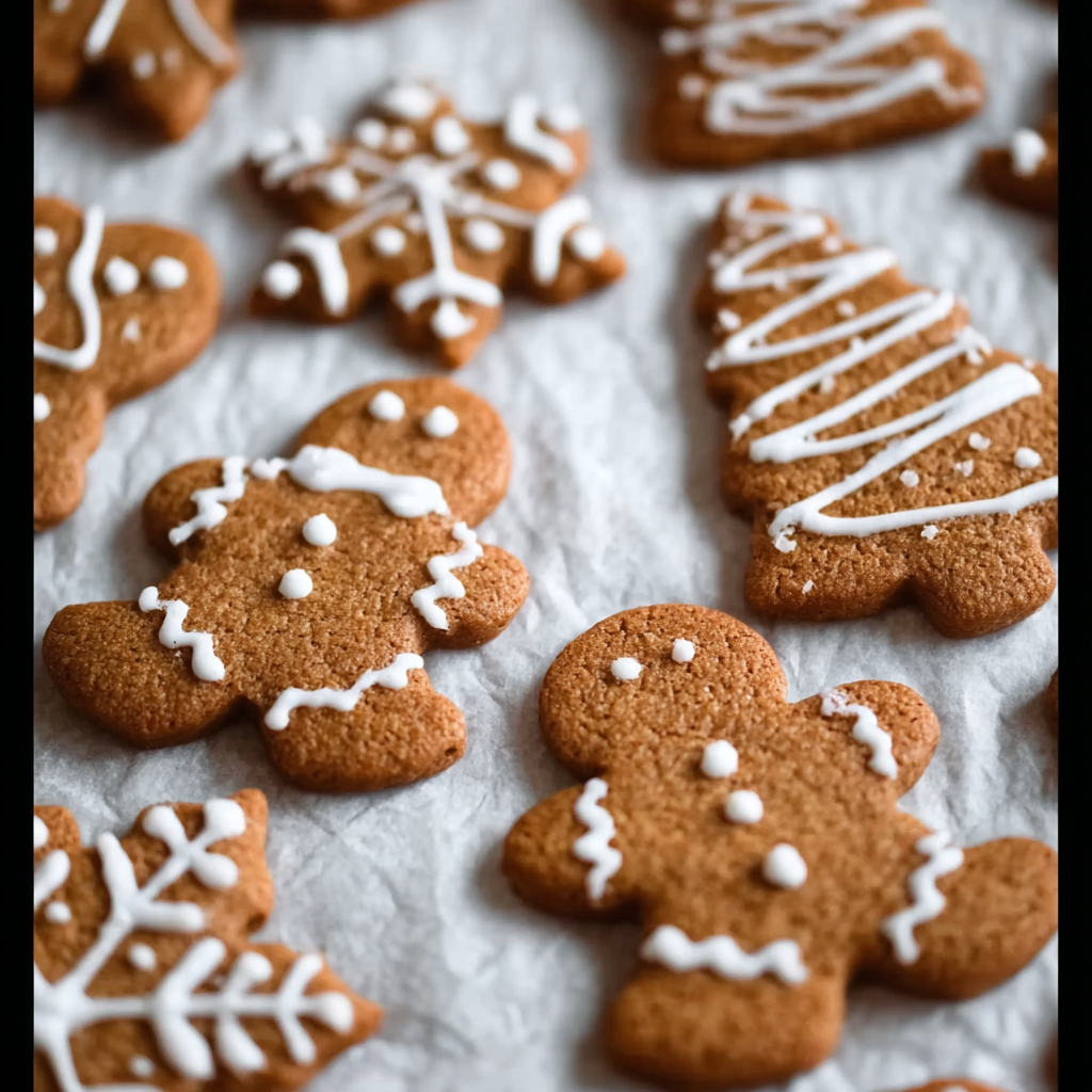 Rolled gingerbread dough and cookie cutters