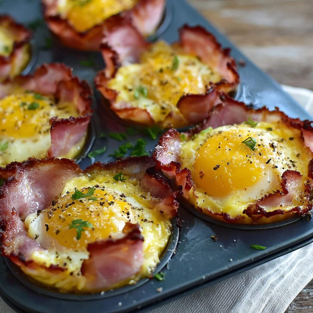 Ham and eggs cups fresh from the oven