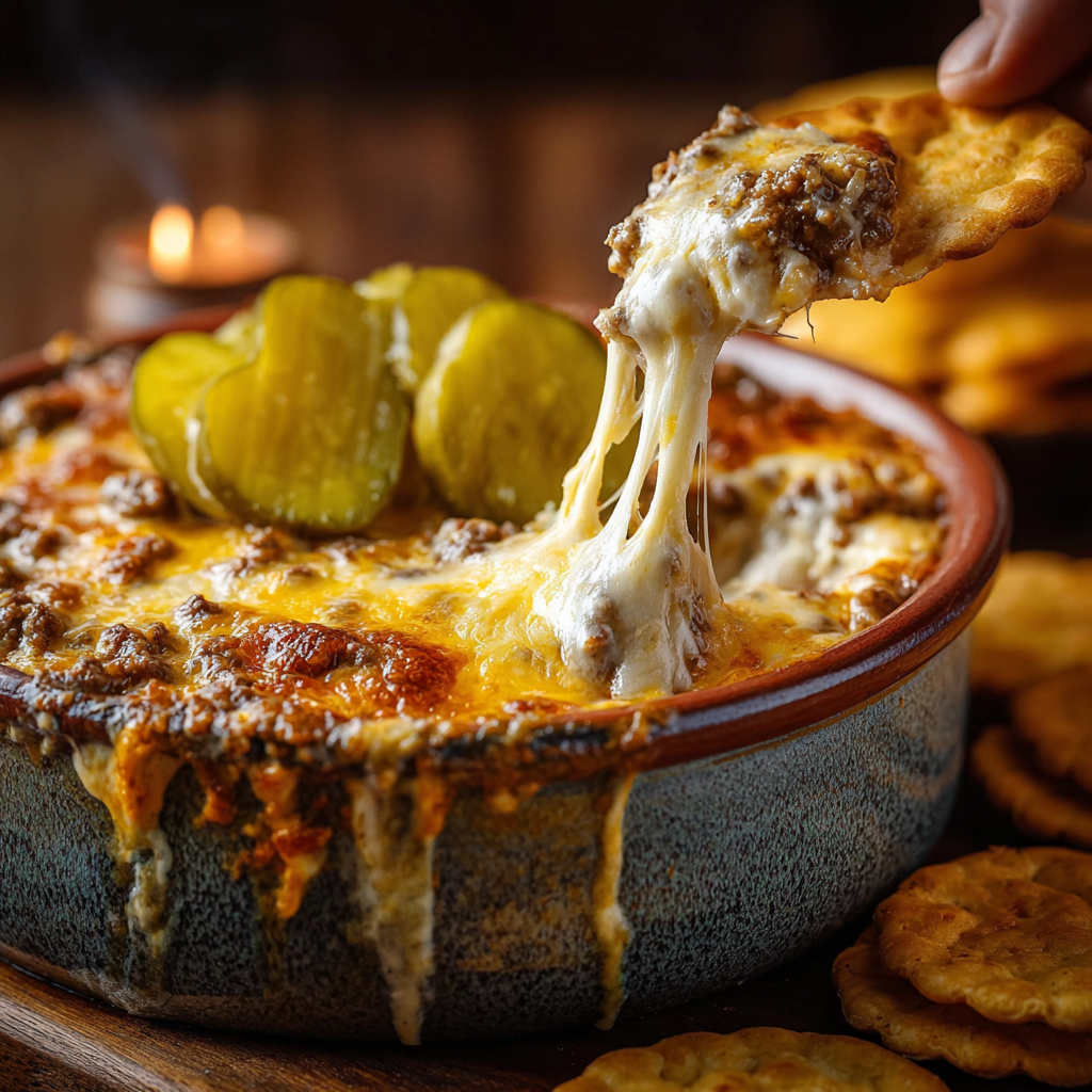 Served dip with dippers and garnishes