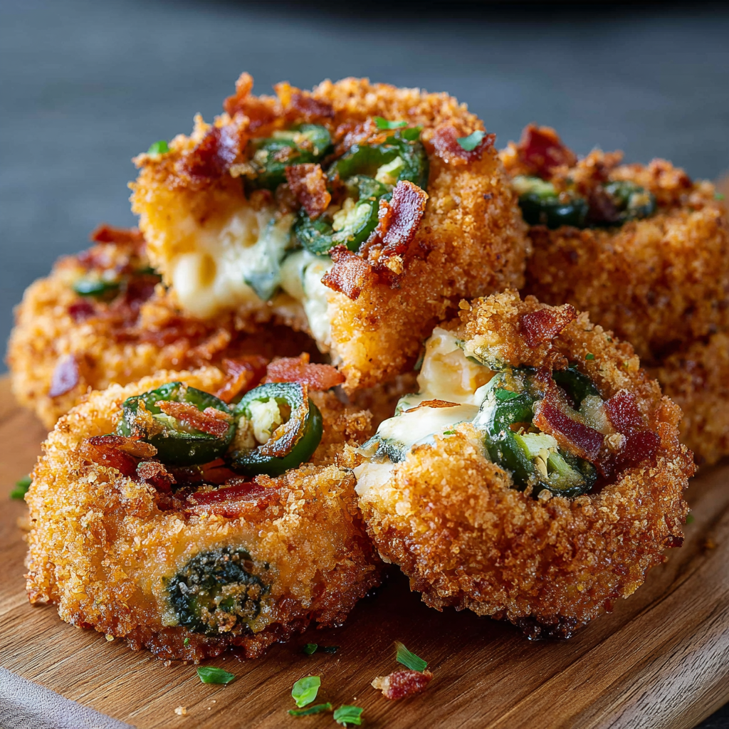 Stuffed onion rings cooling on a tray