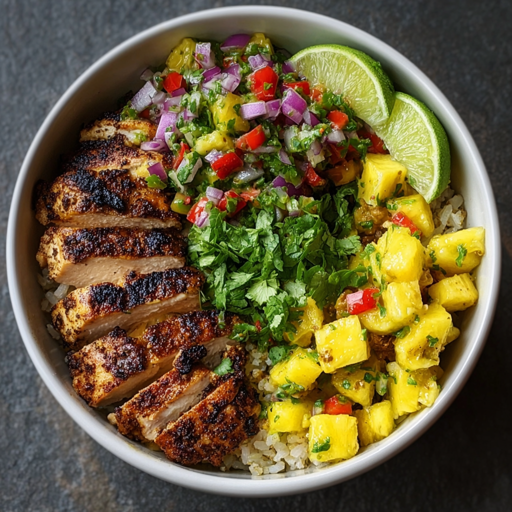 Pineapple salsa in a bowl with fresh cilantro