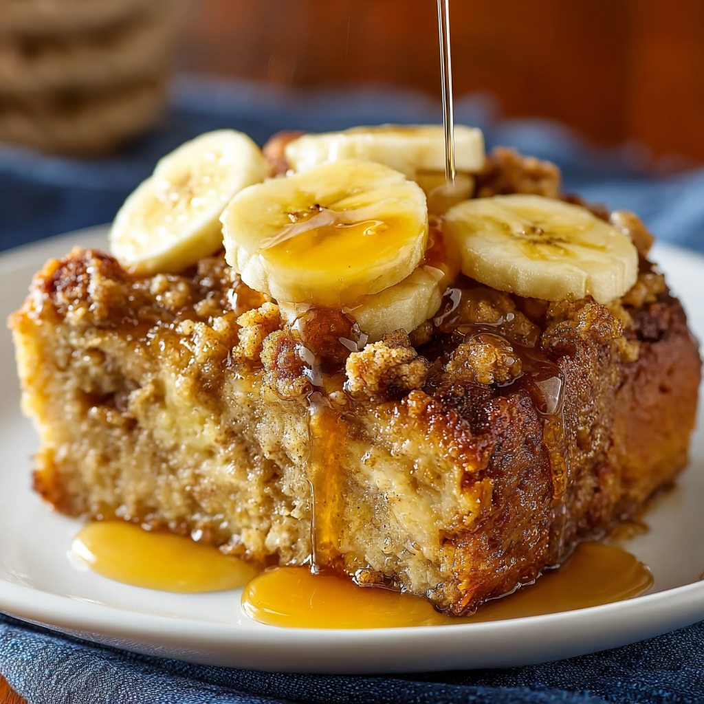 Sliced bananas and golden custard