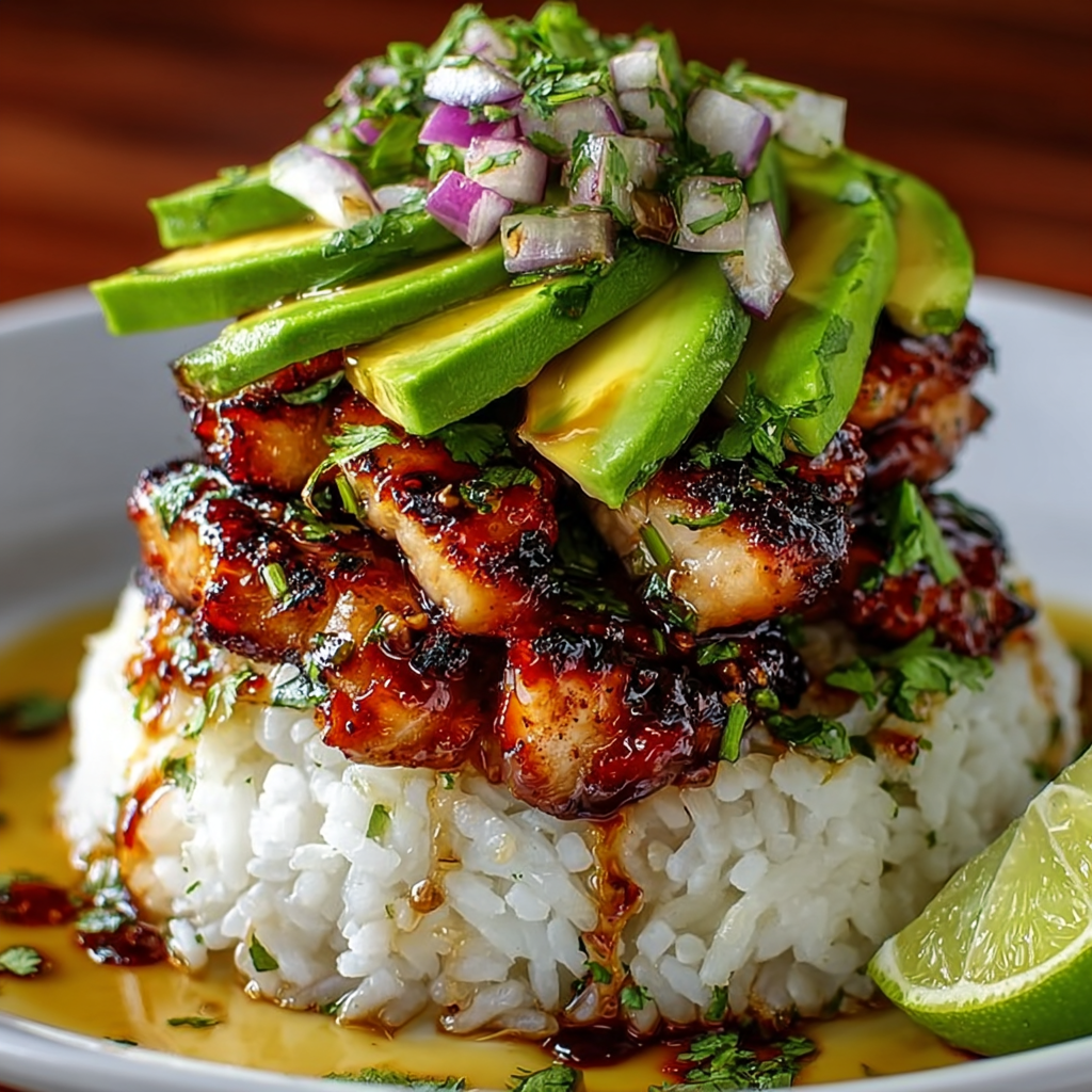 Honey lime chicken ingredients and avocado