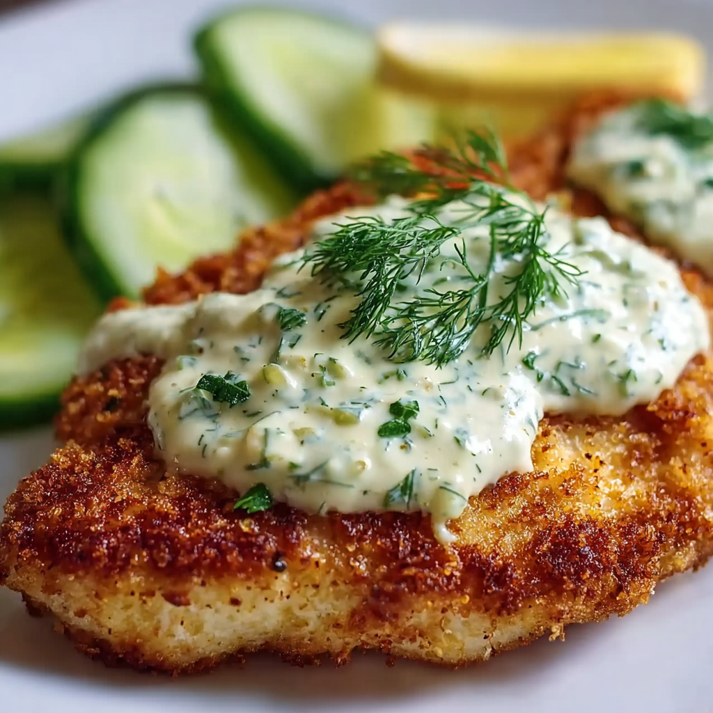 Crispy dill pickle parmesan chicken frying in skillet