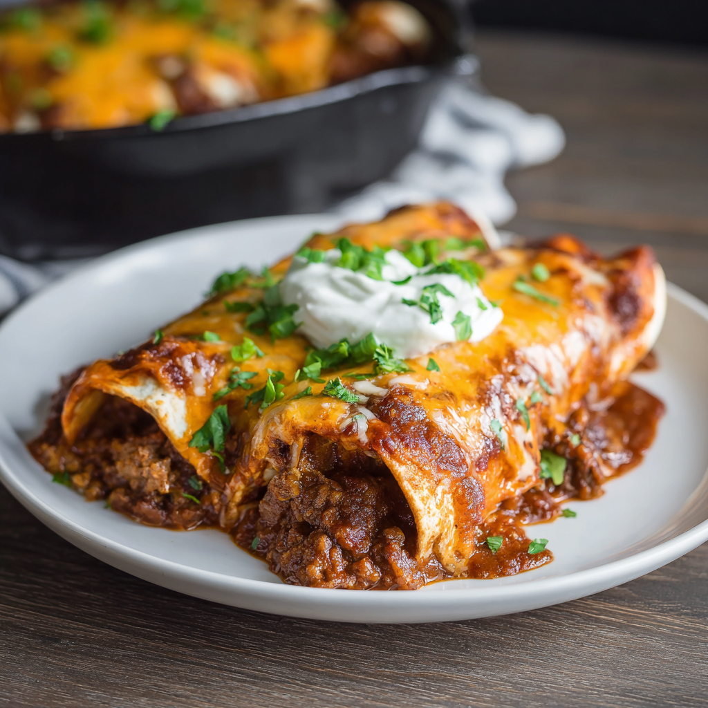 Beef Enchiladas with Red Sauce