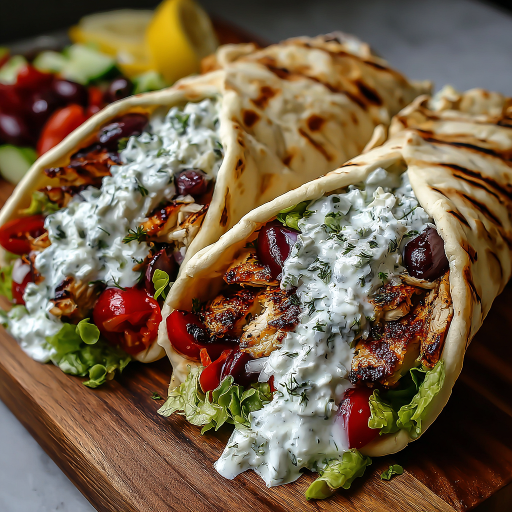 Mediterranean Chicken Gyros with Creamy Feta Tzatziki