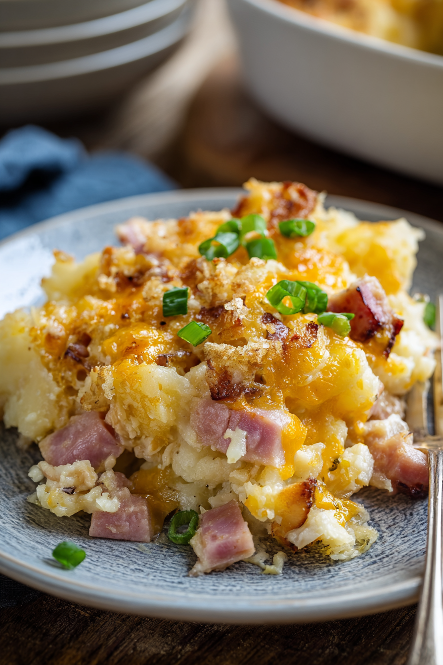 Crockpot Ham and Potato Casserole in slow cooker