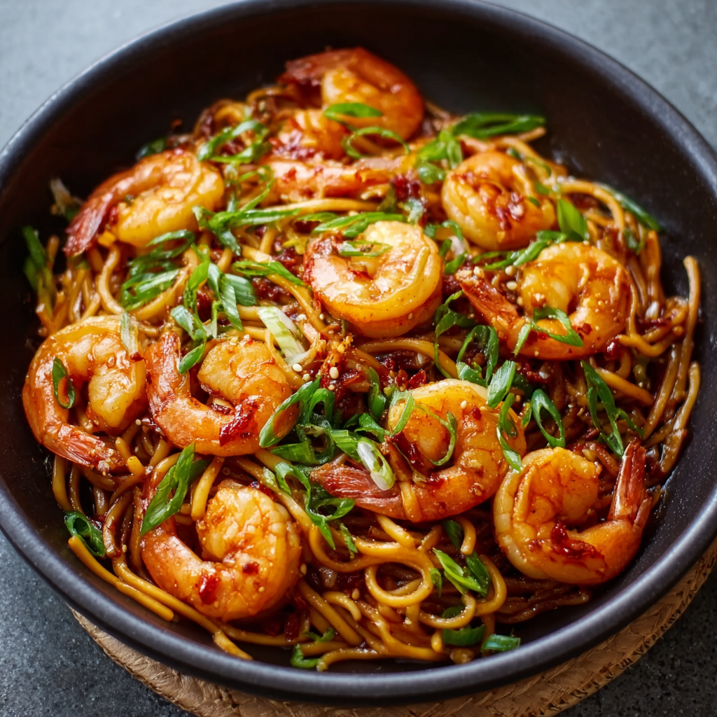 Spicy Szechuan Shrimp and Noodles