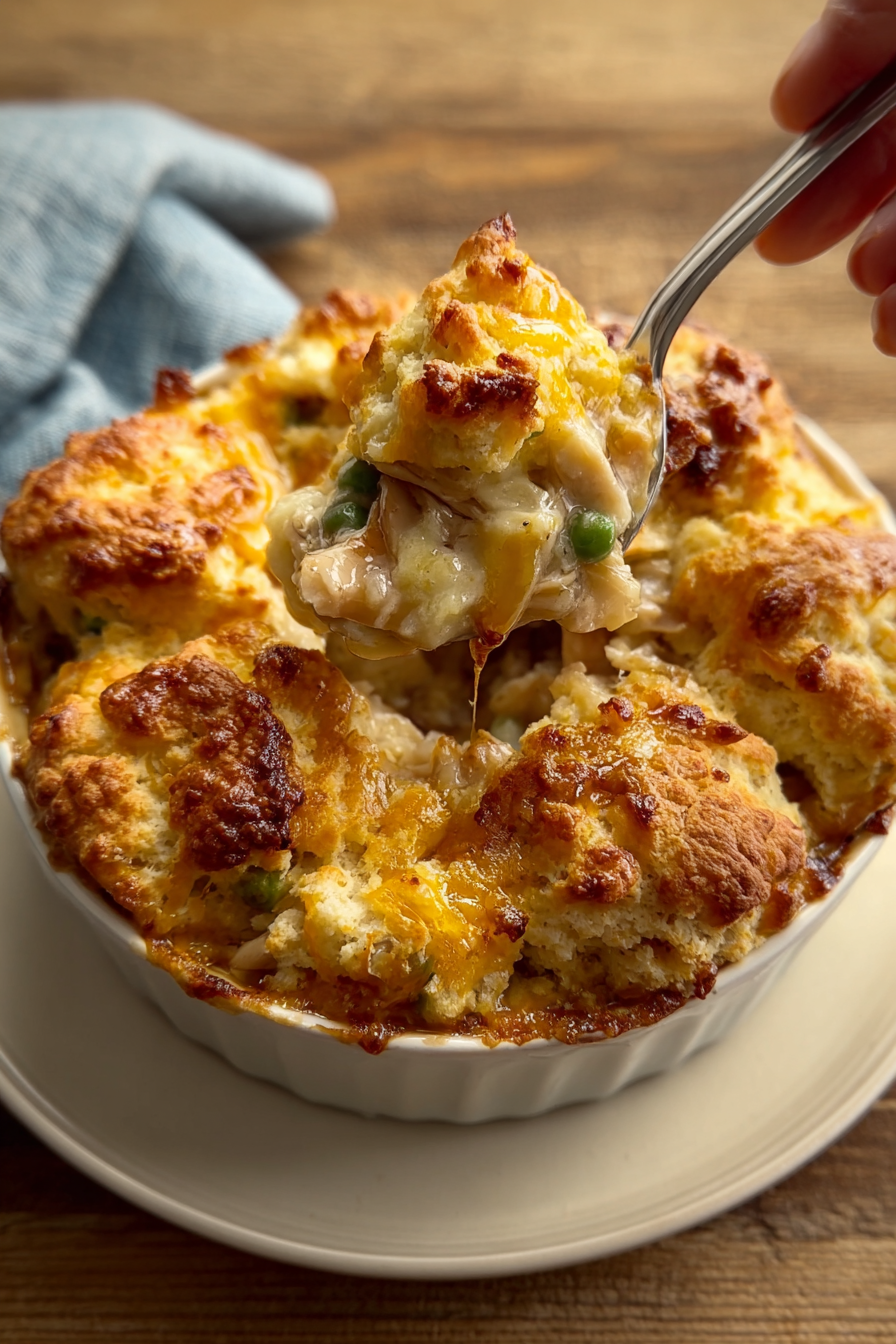 Serving suggestion of casserole with a side salad