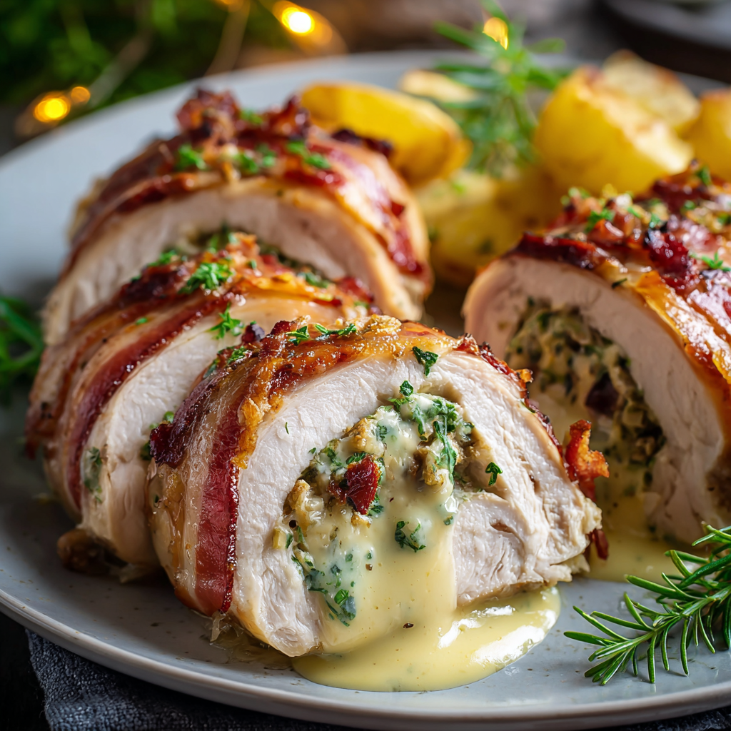 Poulet farci Oka cordon