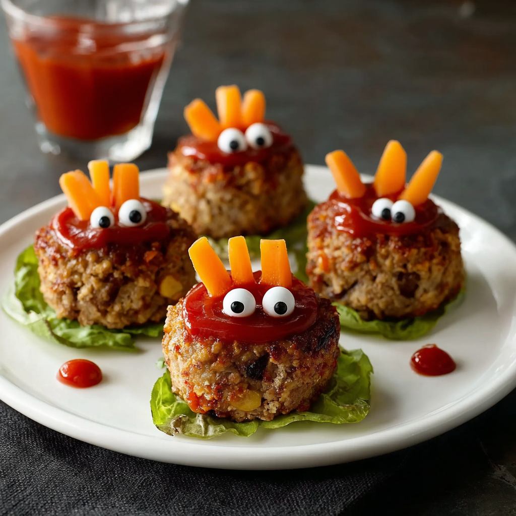 Mini Monster Meatloaf Halloween Dinner