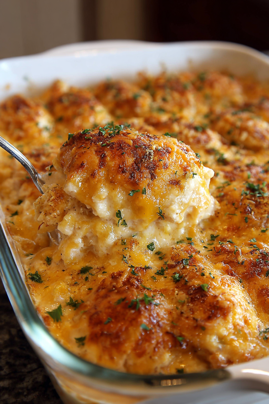 Golden Ritz cracker topping on casserole