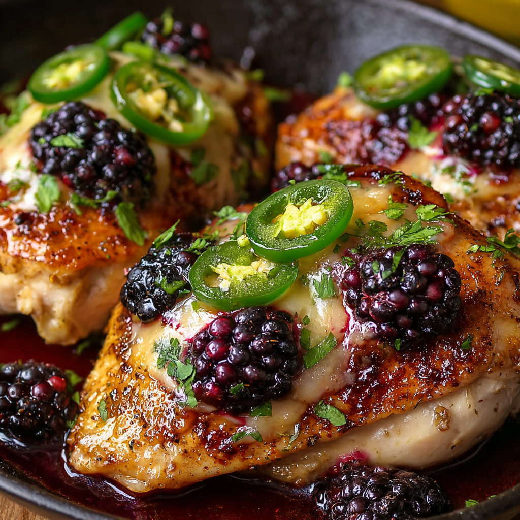 Stuffed chicken searing in skillet with pan sauce
