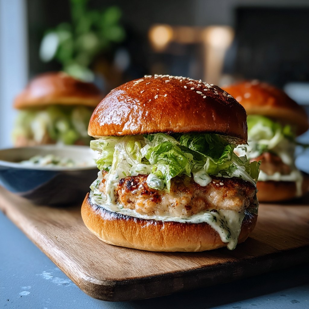 Chicken Burgers with a Caesar Twist