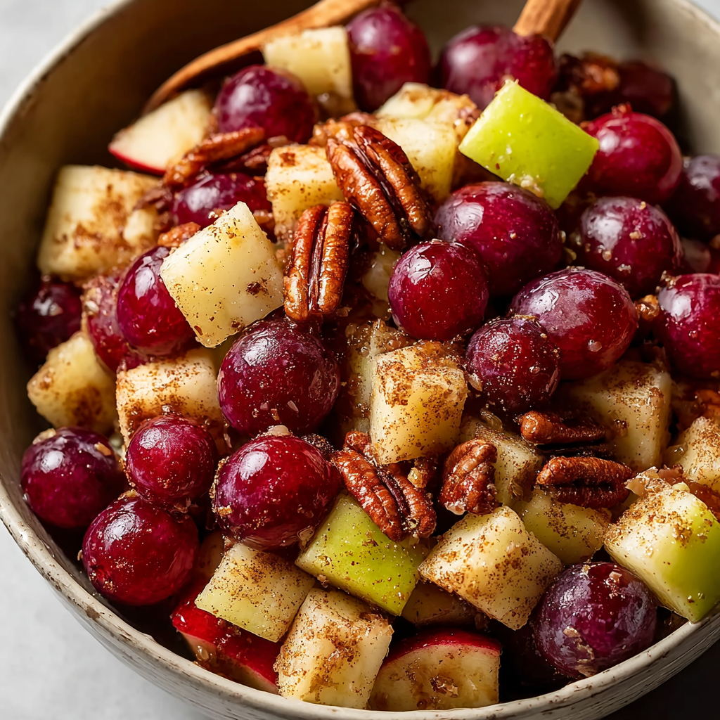 Cinnamon Apple Grape Salad in a bowl