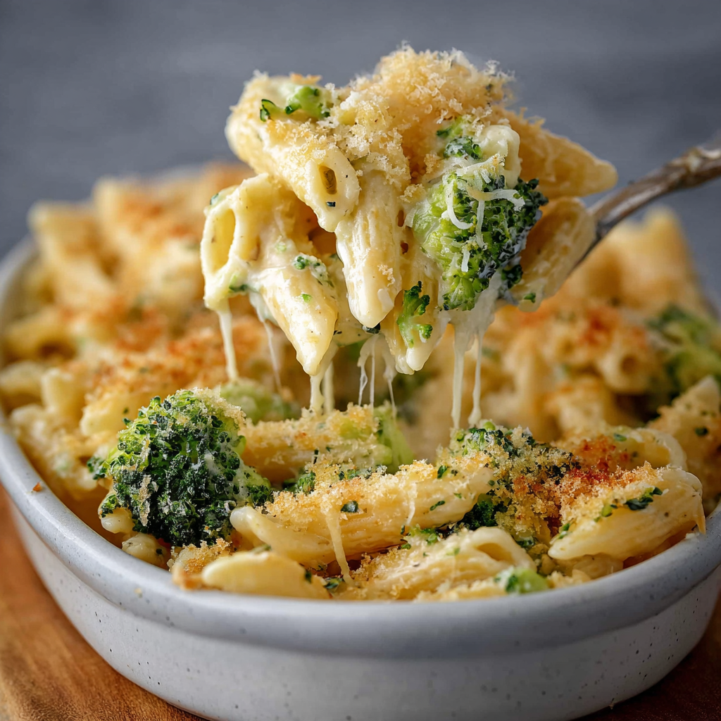 Broccoli Cheese Pasta in a skillet