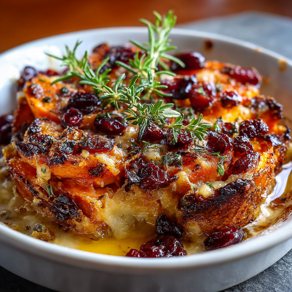 Close up of gratin topping with cheese and breadcrumbs