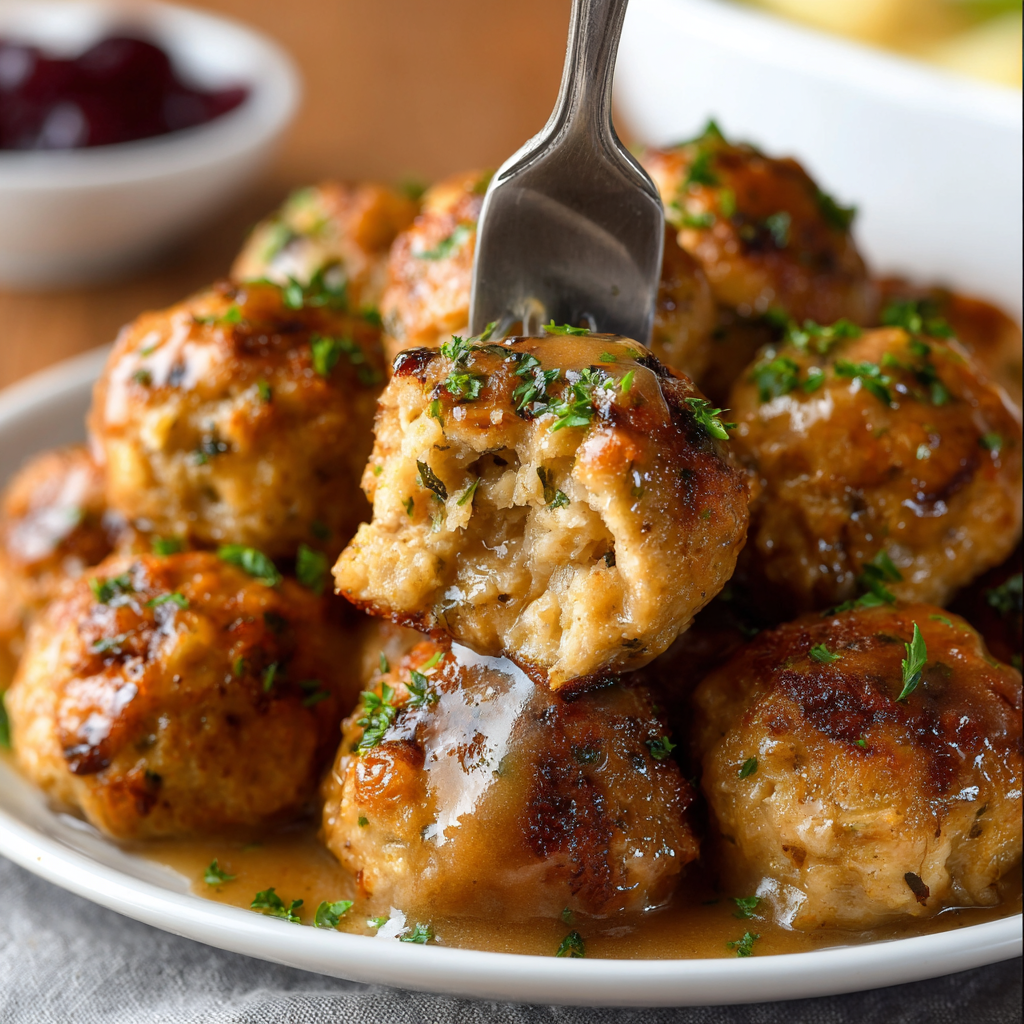 Hand forming stuffing balls on parchment