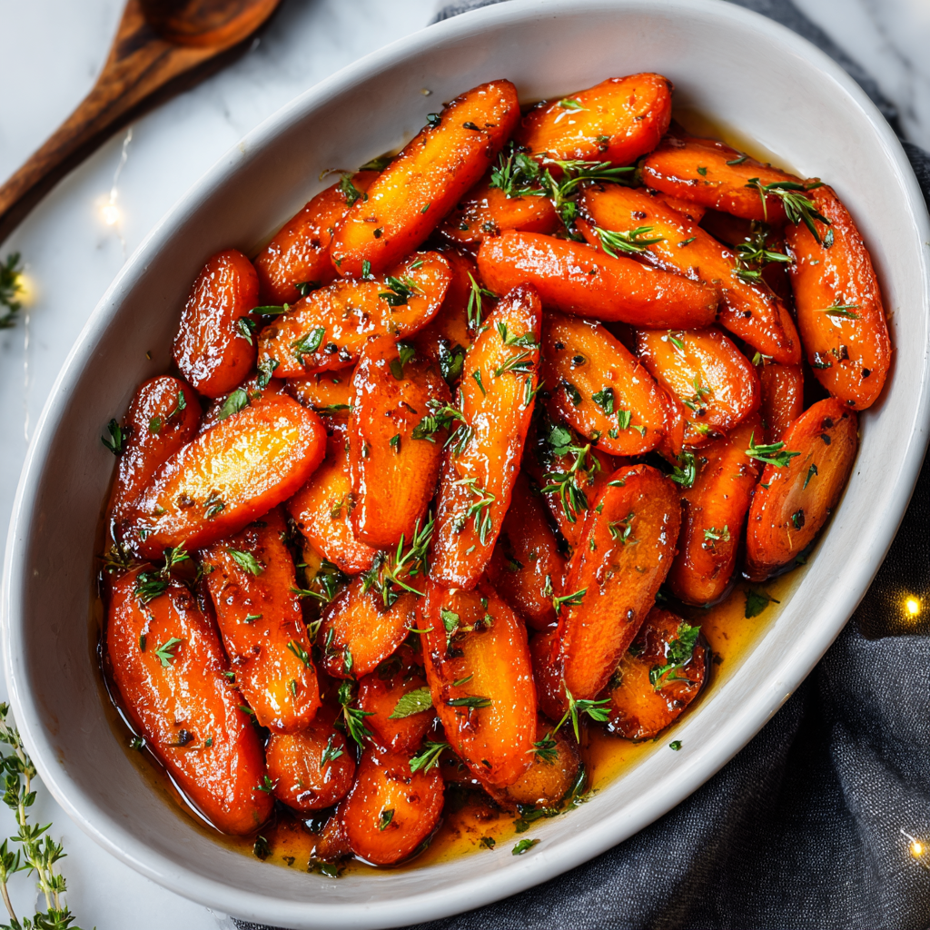 Glazed carrots in a warm bowl