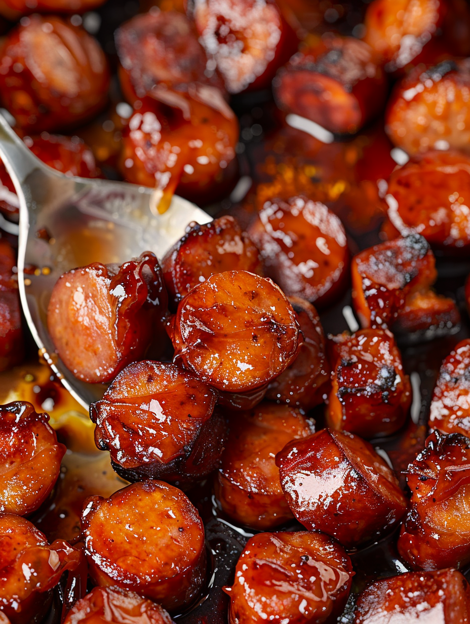 platter of sausage bites with garnish