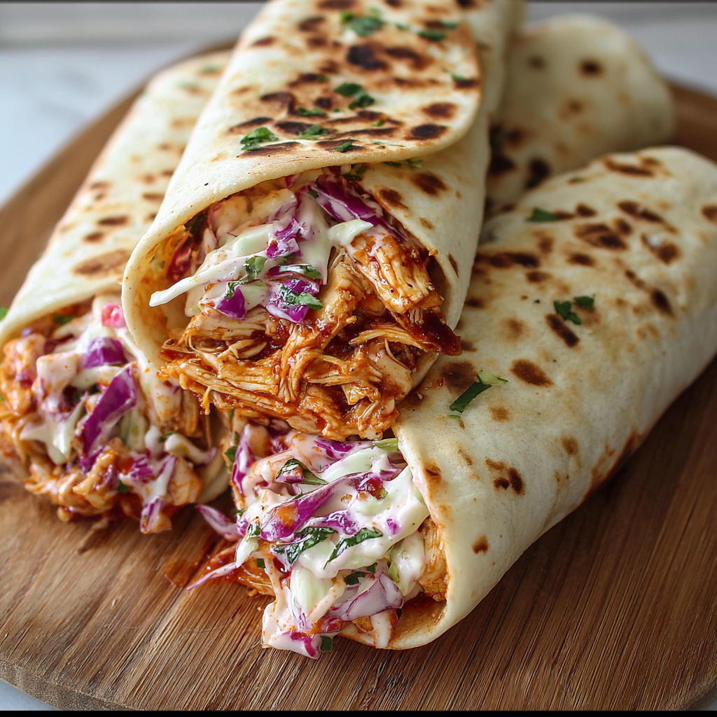 BBQ Chicken Coleslaw Wraps