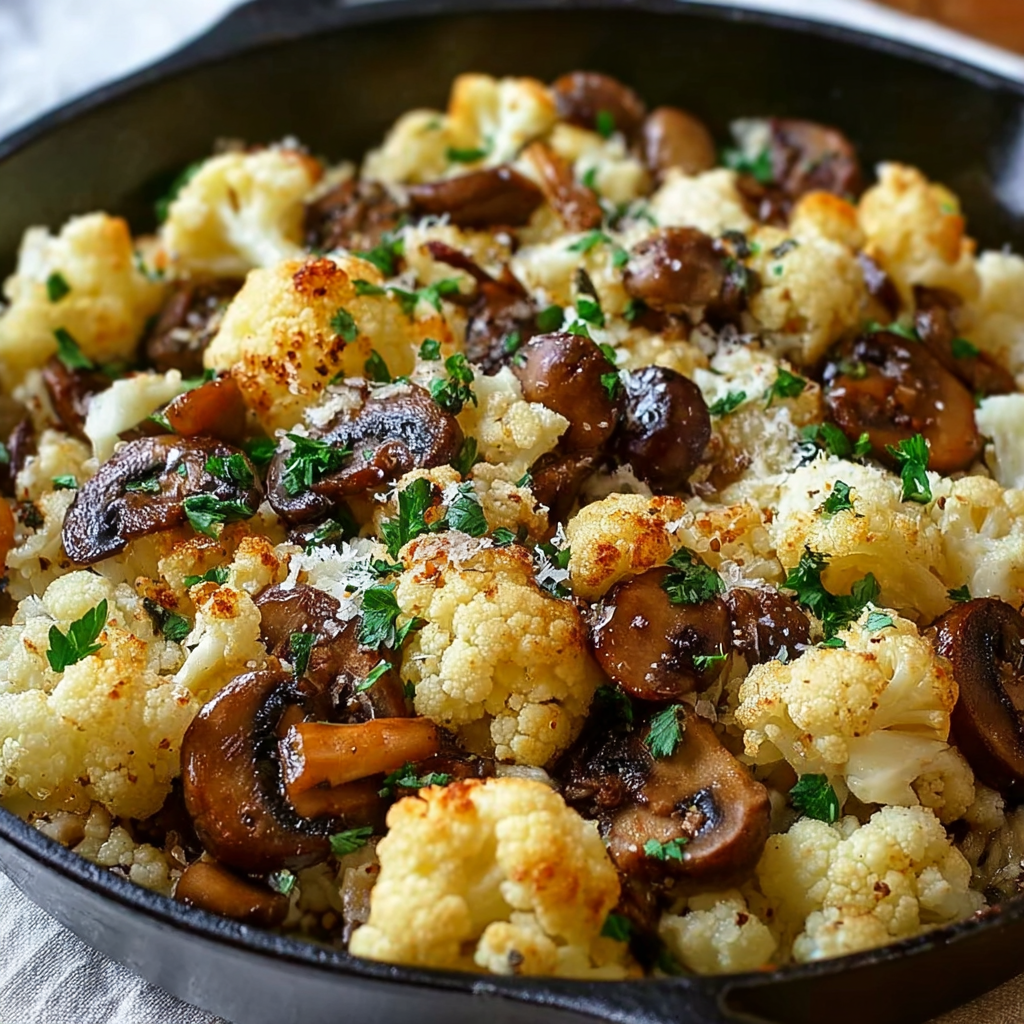 Garlic Cauliflower Mushroom Skillet
