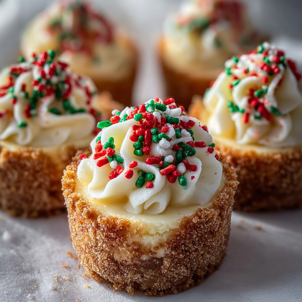 Mini Christmas Cheesecakes on a tray