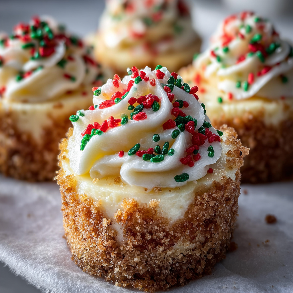 Close-up of a decorated mini cheesecake