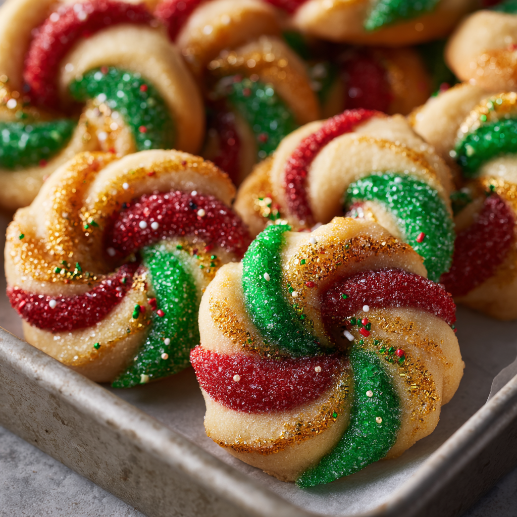 Decorated Twisted Christmas Cookies on a plate