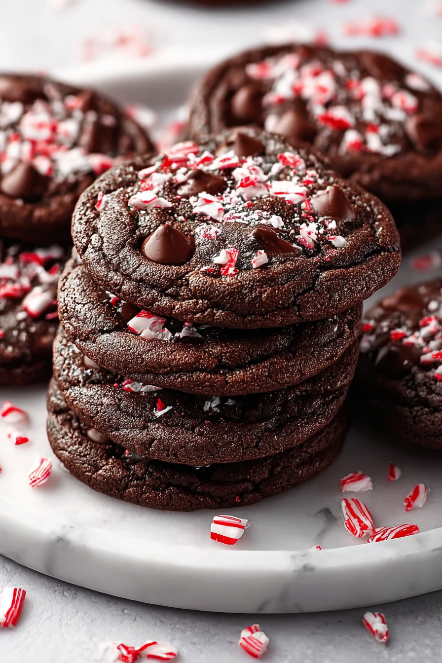Close up of peppermint chips and crushed candy canes