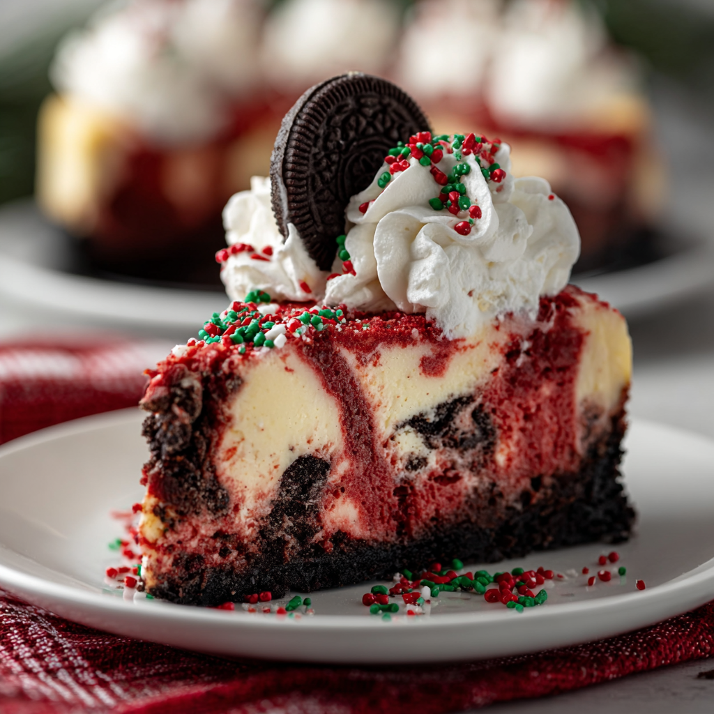 Christmas red velvet cheesecake whole