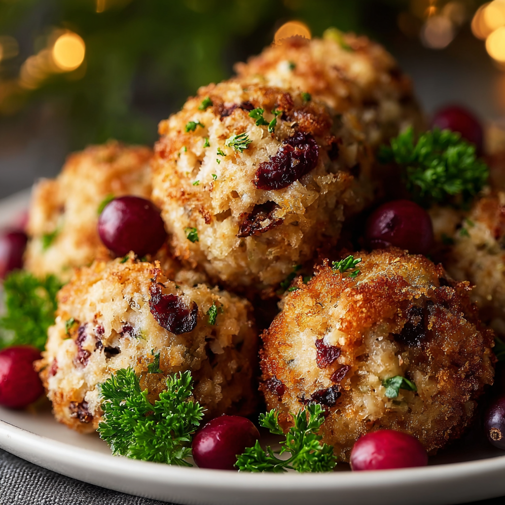 Stuffing balls on a baking sheet