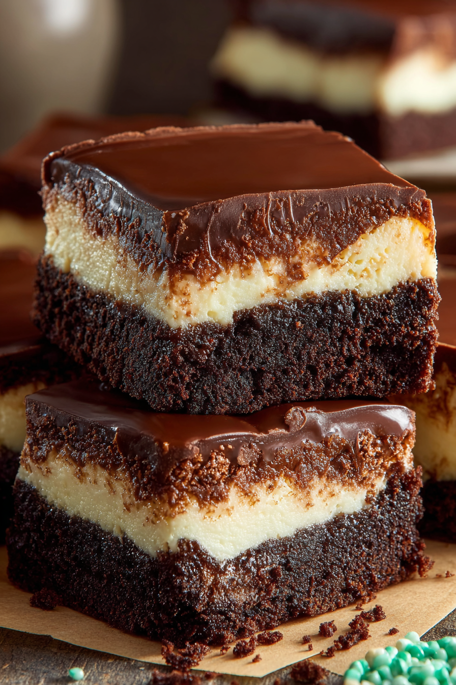 Tray of Baileys brownies chilled and cut